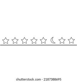 Serie vectorial estrella, el vector de la línea estrella con la luna en el medio. Ideal para decoraciones, íconos, símbolos.