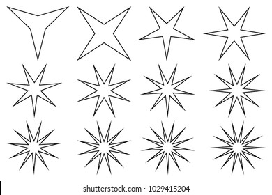 Star - vector set - black on white background