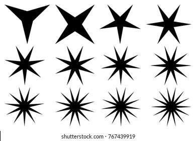 Star - vector set - black on white background