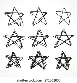 star vector set of black sketch, line art