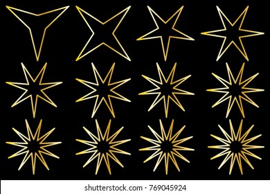 Star - vector set - gold on black background