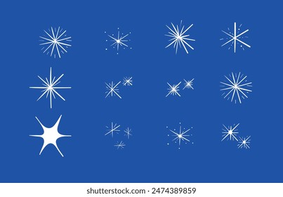 Vector estrella. Conjunto de Formas de estrellas. Diseño Abstractas del Vector del signo del efecto del brillo fresco. Plantillas de diseño, carteles, proyectos, Anuncios.

