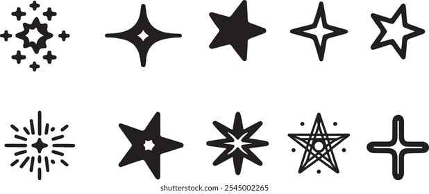 Stern Vektor, Stern Silhouette, Stern-Symbol-Set, Stern-Logo, Vektorgrafik, Vektorgrafik, EPS 10
