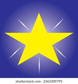 EIN STERNVEKTOR MIT HELLROSA DARUM. UND DER HINTERGRUND IST BLAU. UND DIE STERNEN SIND GELB.