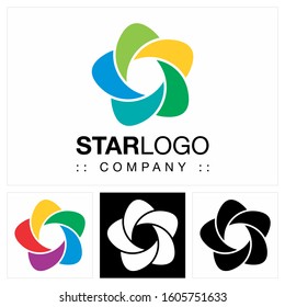 Star Vector Symbol Company Logo. Pentagon Spiral Color Gradient Style Logotype. Icon illustration. Elegant Identity Concept Design Idea Template (Brand). 