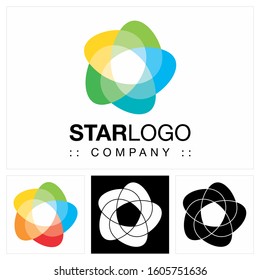 Star Vector Symbol Company Logo. Pentagon Spiral Color Gradient Style Logotype. Icon illustration. Elegant Identity Concept Design Idea Template (Brand). 