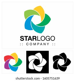 Star Vector Symbol Company Logo. Pentagon Spiral Color Gradient Style Logotype. Icon illustration. Elegant Identity Concept Design Idea Template (Brand). 