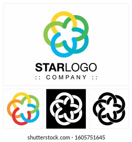 Star Vector Symbol Company Logo. Pentagon Spiral Color Gradient Style Logotype. Icon illustration. Elegant Identity Concept Design Idea Template (Brand). 