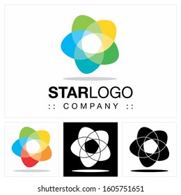Star Vector Symbol Company Logo. Pentagon Spiral Color Gradient Style Logotype. Icon illustration. Elegant Identity Concept Design Idea Template (Brand). 