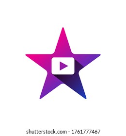 Plantilla de diseño de logotipo de vídeo estrella vectorial aislado en fondo blanco
