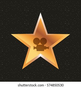 star with video recorder icon over background. colorful design. vector illustration