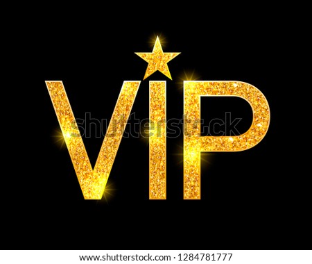 Star vip label on the blak background. Vector illustration
