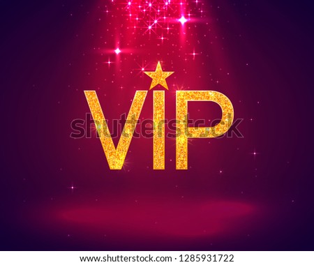 Star vip label on the blak background. Vector illustration