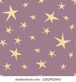 Star wallpaper in purple muted background artistic modern - repeating seamless pattern illustration geometric