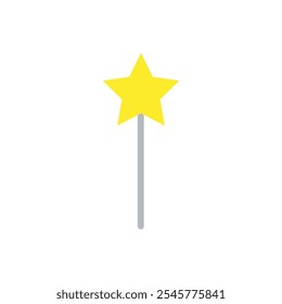 Star wand flat icon, fantasy star wand, fairytale, magic sign symbol vector design, isolated on white background. 