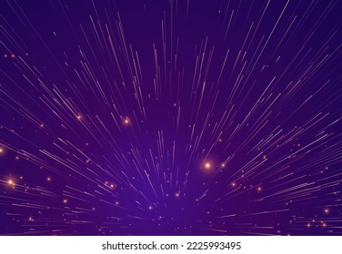 Enojo estelar. Salto hiperespacial, rastros de estrellas en movimiento de luz y viaje a velocidad interestelar. Ilustración de fondo vectorial abstracto del túnel de espacio de agujero de gusano
