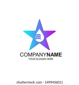 star with water drop vector logo, symbol template