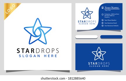 Star Water Drops colorful Logo Design Vector Illustration Template. modern logo design business card