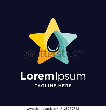 star water logo with droplets concept