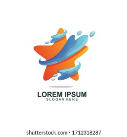 Star with water splash logo design