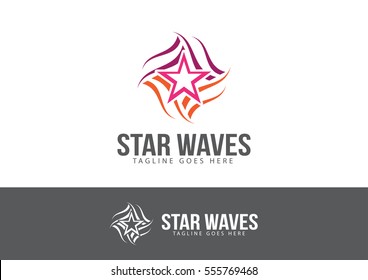 Star Waves Logo Template Design Vector