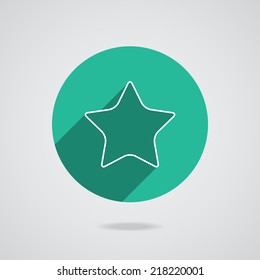 Star white icon with long shadow flat design vector abstract illustration EPS10
