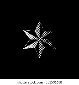 star - white vector icon ; halftone illustration