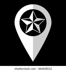 Star - white vector icon;  map pointer