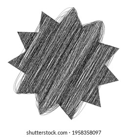 Star wiith scribble, sketchy, doodle effect pattern