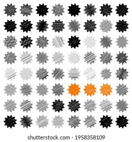 Star wiith scribble, sketchy, doodle effect pattern