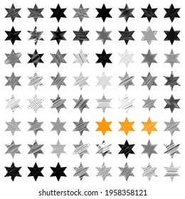 Star wiith scribble, sketchy, doodle effect pattern