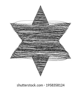 Star wiith scribble, sketchy, doodle effect pattern