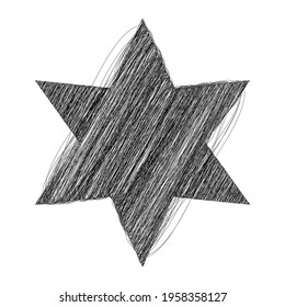 Star wiith scribble, sketchy, doodle effect pattern