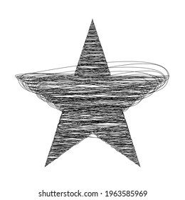 Star wiith scribble, sketchy, doodle effect pattern