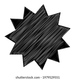 Star wiith scribble, sketchy, doodle effect pattern