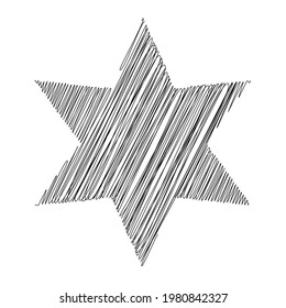 Star wiith scribble, sketchy, doodle effect pattern