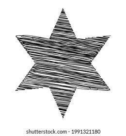 Star wiith scribble, sketchy, doodle effect pattern