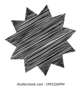 Star wiith scribble, sketchy, doodle effect pattern