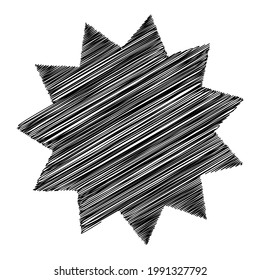 Star wiith scribble, sketchy, doodle effect pattern