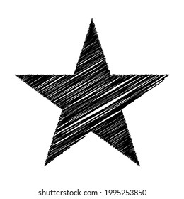 Star wiith scribble, sketchy, doodle effect pattern