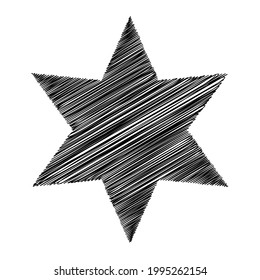 Star wiith scribble, sketchy, doodle effect pattern