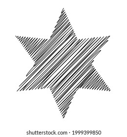 Star wiith scribble, sketchy, doodle effect pattern