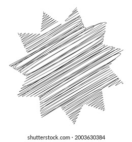 Star wiith scribble, sketchy, doodle effect pattern