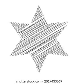 Star wiith scribble, sketchy, doodle effect pattern