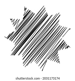 Star wiith scribble, sketchy, doodle effect pattern