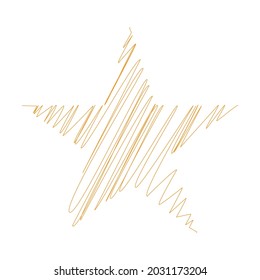 Star wiith scribble, sketchy, doodle effect pattern