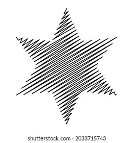 Star wiith scribble, sketchy, doodle effect pattern