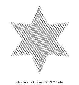 Star wiith scribble, sketchy, doodle effect pattern
