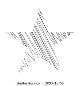 Star wiith scribble, sketchy, doodle effect pattern