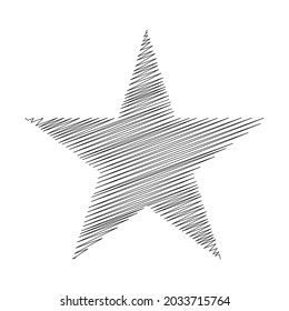 Star wiith scribble, sketchy, doodle effect pattern